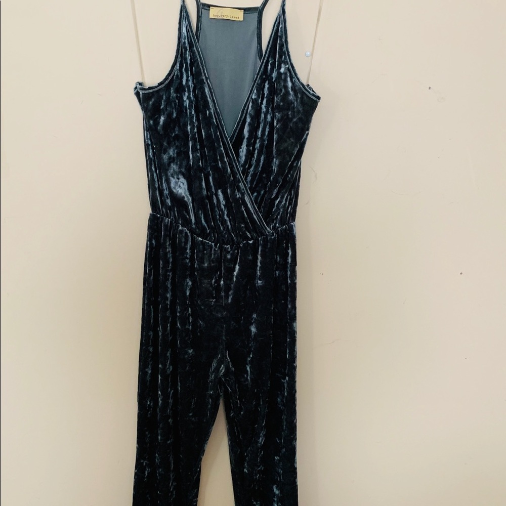 Beautiful navy crushed velvet jumpsuit